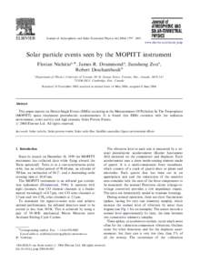 ARTICLE IN PRESS  Journal of Atmospheric and Solar-Terrestrial Physics[removed]–1803 www.elsevier.com/locate/jastp  Solar particle events seen by the MOPITT instrument