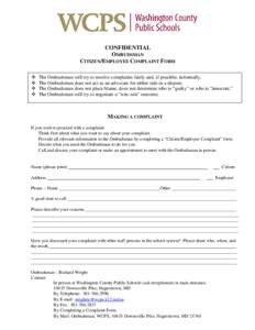 OMBUDSMAN Citizen/Employee Complaint Form