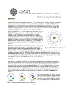 Nuclear Energy: Nuclear Decay Introduction The Nucleus Almost any phrase that has the word “nuclear” in it has a bad reputation. The term conjures up images of mushroom clouds and radioactive mutants. It is interesti