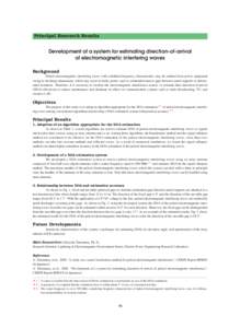 Principal Research Results  Development of a system for estimating direction-of-arrival of electromagnetic interfering waves Background Pulsed electromagnetic interfering waves with wideband frequency characteristics may