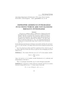 Riemann integral / Lebesgue integration / Integral / Henri Lebesgue / Ralph Henstock / Almost everywhere / Dominated convergence theorem / Riemann–Stieltjes integral / Mathematical analysis / Measure theory / Henstock–Kurzweil integral