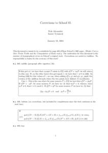 Corrections to Schoof 85 Nick Alexander Janice Tytaneck January 18, 2004  This document is meant to be a substitute for page 489 of Rene Schoof’s 1985 paper, Elliptic Curves