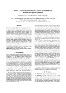 Tue.P4c.09  Vowel Creation by Articulatory Control in HMM-based Parametric Speech Synthesis