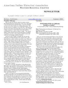 American Italian Historical Association WESTERN REGIONAL CHAPTER NEWSLETTER