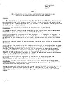 NPT/CONF/35/I Annex I page 1 ANNEX I FINAL DECLARATION OF THE REVIEW CONFERENCE OF THE PARTIES TO THE TREATY ON THE NON-PROLIFERATION OF NUCLEAR WEAPONS