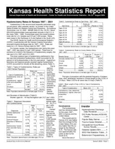 Kansas Health Statistics Report Kansas Department of Health and Environment – Center for Health and Environmental Statistics – No 22 – August 2004 Hysterectomy Rates in Kansas 1997 – 2001 Hysterectomy is the seco