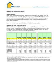 HOPE NOW State Housing Report Report Summary HOPE NOW collects industry data from mortgage servicing members on a monthly basis. The data collected represents about 70% of the national mortgage market. HOPE NOW extrapola