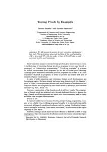 Testing Proofs by Examples Susumu Hayashi1 ? and Ryosuke Sumitomo2 1 Department of Computer and Systems Engineering, Faculty of Engineering, Kobe University,