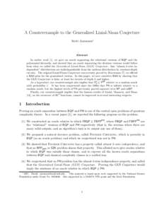 A Counterexample to the Generalized Linial-Nisan Conjecture Scott Aaronson∗ Abstract In earlier work [1], we gave an oracle separating the relational versions of BQP and the polynomial hierarchy, and showed that an ora