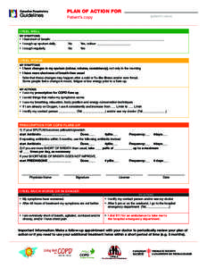 PLAN OF ACTION FOR  Canadian Respiratory Guidelines