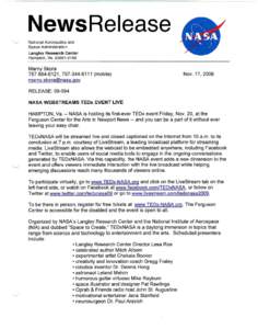 NewsRelease National Aeronautics and Space Administration .