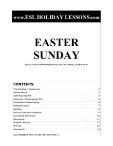 www.ESL HOLIDAY LESSONS.com  EASTER SUNDAY http://www.eslHolidayLessons.com/04/easter_sunday.html