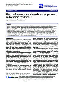 High performance team-based care for persons with chronic conditions