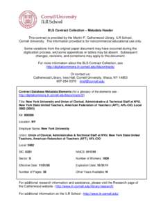 BLS Contract Collection – Metadata Header This contract is provided by the Martin P. Catherwood Library, ILR School, Cornell University. The information provided is for noncommercial educational use only. Some variatio