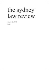 the sydney law review volume 32, 2010 index  the sydney