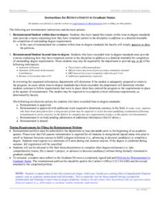 GRADUATE DIVISION  UNIVERSITY of CALIFORNIA, SANTA BARBARA Instructions for REINSTATEMENT to Graduate Status All students are advised to read the section on requirements for Reinstatement prior to filling out this petiti