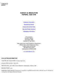 HARVEY N. MIDDLETON PAPERS, [removed]