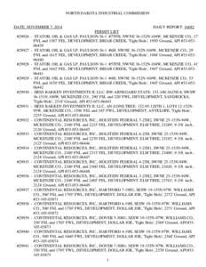NORTH DAKOTA INDUSTRIAL COMMISSION  DATE: NOVEMBER 7, 2014 #29926 -  #29927 -