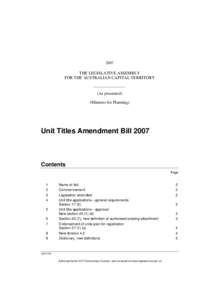 2007  THE LEGISLATIVE ASSEMBLY FOR THE AUSTRALIAN CAPITAL TERRITORY  (As presented)