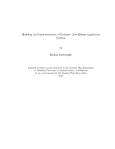 Modeling and Implementation of Dynamic Data-Driven Application Systems by Kishan Sudusinghe