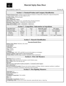 Material Safety Data Sheet Date of Preparation: August 2011 Revision: 001  Section 1 - Chemical Product and Company Identification