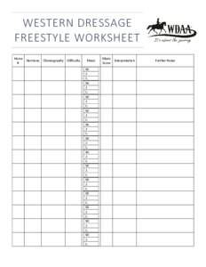 WESTERN DRESSAGE FREESTYLE WORKSHEET Horse #  Harmony