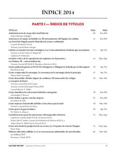 ÍNDICE 2014 PARTE I — ÍNDICE DE TITULOS TÍTULO Administración de riesgo del actual Ejército 	  PÁG	MES