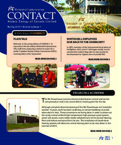 Spring 2013 • Volume 2, Issue 1  In this issue of CONTACT PLAIN TALK Welcome to the spring edition of CONTACT. As