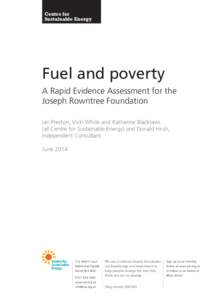 Centre for Sustainable Energy Fuel and poverty A Rapid Evidence Assessment for the Joseph Rowntree Foundation