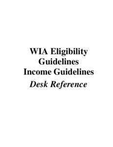 WIA Eligibility Guidelines Income Guidelines