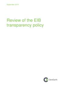 ClientEarth comments on the Draft EIB Transparency Policy