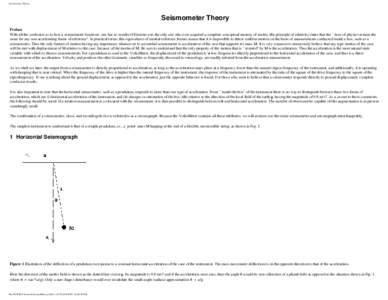 Seismometer Theory  Seismometer Theory Preface With all the confusion as to how a seismometer functions, one has to wonder if Einstein was the only one who ever acquired a complete conceptual mastery of inertia. His prin