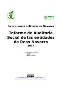 La economía solidaria en Navarra  Informe de Auditoría Social de las entidades de Reas Navarra 2014