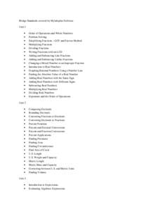 Bridge Standards covered by Mylabsplus Software Unit 1 · · · ·