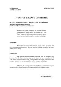 For discussion on 28 January 2011 FCR[removed]ITEM FOR FINANCE COMMITTEE