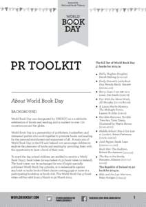 PR TOOLKIT  The full list of World Book Day £1 books for 2014 is: ●