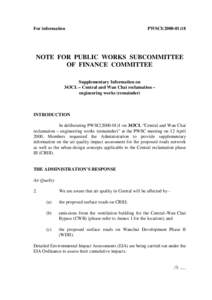 For information  PWSCI[removed]NOTE FOR PUBLIC WORKS SUBCOMMITTEE OF FINANCE COMMITTEE