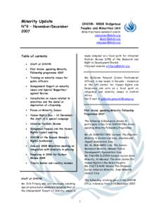 Minority Update  OHCHR- RRDB Indigenous Peoples and Minorities Unit  N°9 – November/December