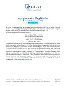 Hypoglycemics, Meglitinides