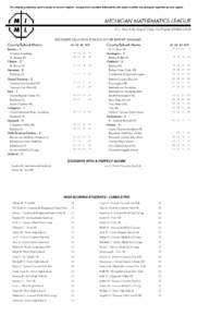 For awards purposes, each county is its own region - except that counties followed by the same number are grouped together as one region.  DECEMBER 2014 HIGH SCHOOL SCORE REPORT SUMMARY County/School Name