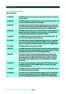 KEY ANNOUNCEMENTS  KEY ANNOUNCEMENTS (March to May[removed]Mar 2007