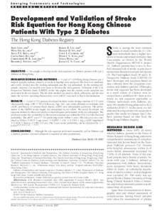 Emerging Treatments and Technologies O R I G I N A L A R T I C L E  Development and Validation of Stroke