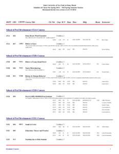 State University of New York at Stony Brook Schedule of Classes for SpringFull Spring Semester Session Statements herein were correct as ofDEPT CRS