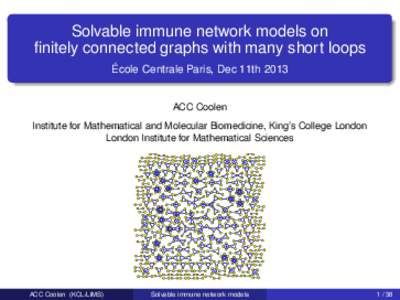 Solvable immune network models on finitely connected graphs with many short loops ´