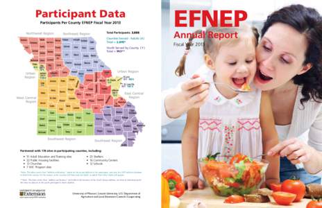 Participant Data Participants Per County EFNEP Fiscal Year 2013 Total Participants: 3,888 Counties Served - Adults (A) Total = 2,895* Youth Served by County ( Y )