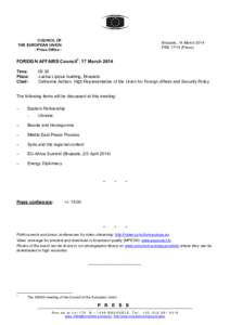 Rue de la Loi / Foreign Affairs Council / Catherine Ashton / High Representative of the Union for Foreign Affairs and Security Policy / Justus Lipsius / Brussels / Résidence Palace / European Union / Council of the European Union / Justus Lipsius building