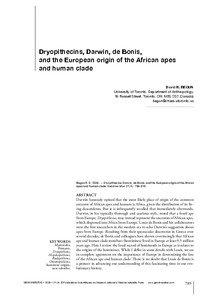 Dryopithecins, Darwin, de Bonis, and the European origin of the African apes and human clade
