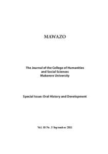 MAWAZO  The Journal of the College of Humanities and Social Sciences Makerere University