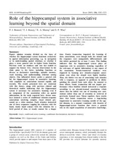 DOI: [removed]brain/awg103  Brain (2003), 126, 1202±1223 Role of the hippocampal system in associative learning beyond the spatial domain