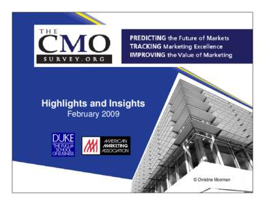 Highlights and Insights February 2009 © Christine Moorman  About The CMO Survey